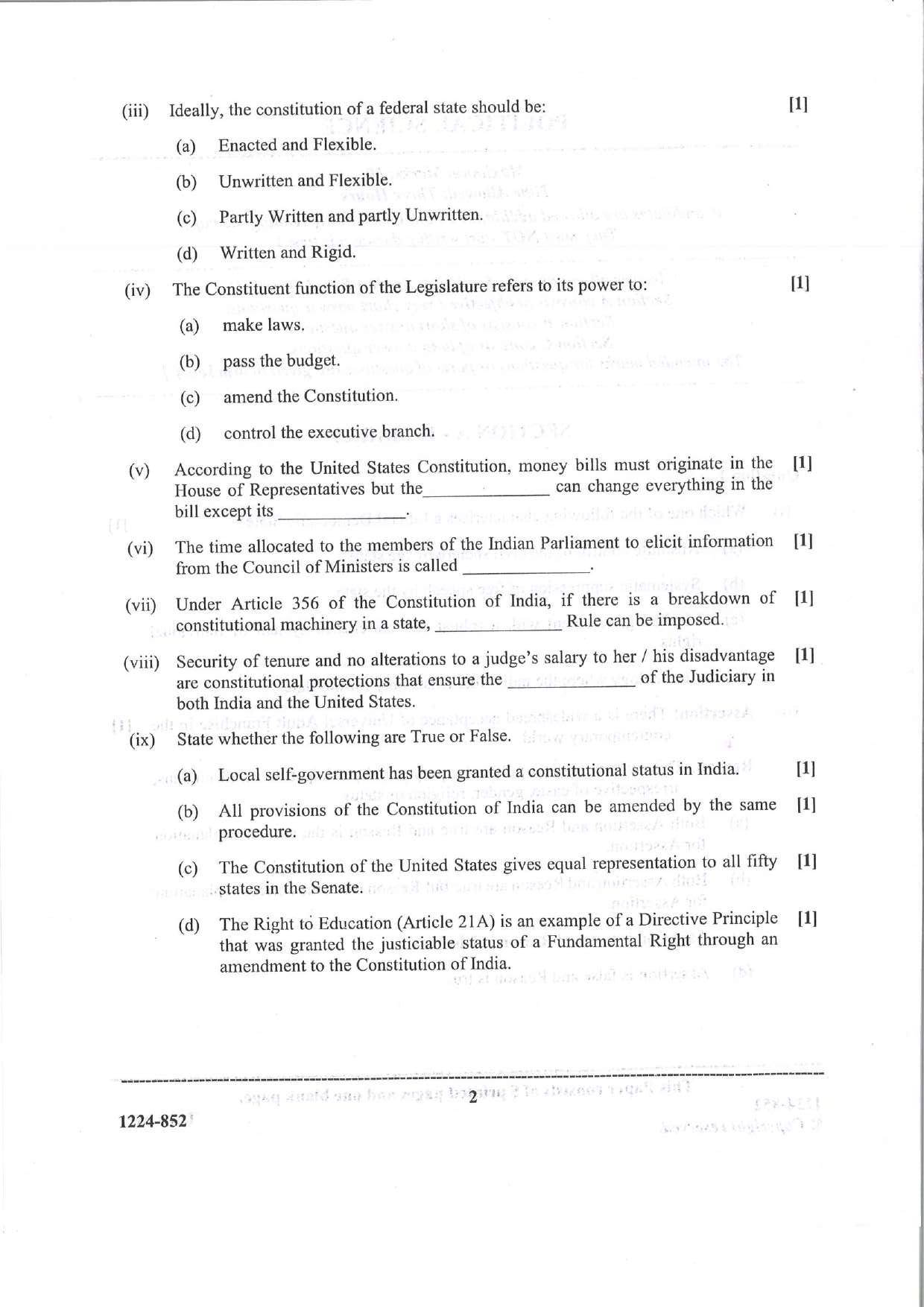 ISC Class 12 Political Science 2024 Question Paper - Page 2