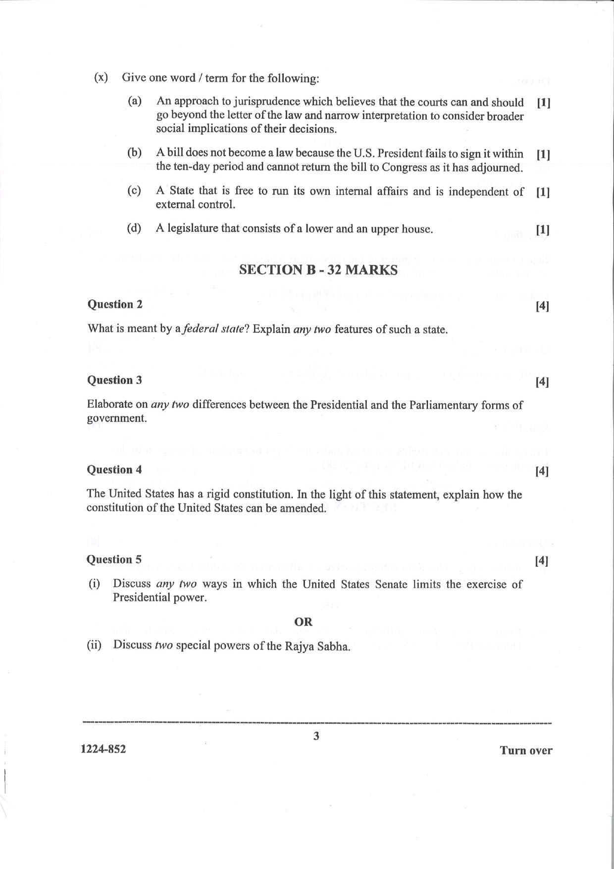 ISC Class 12 Political Science 2024 Question Paper - Page 3