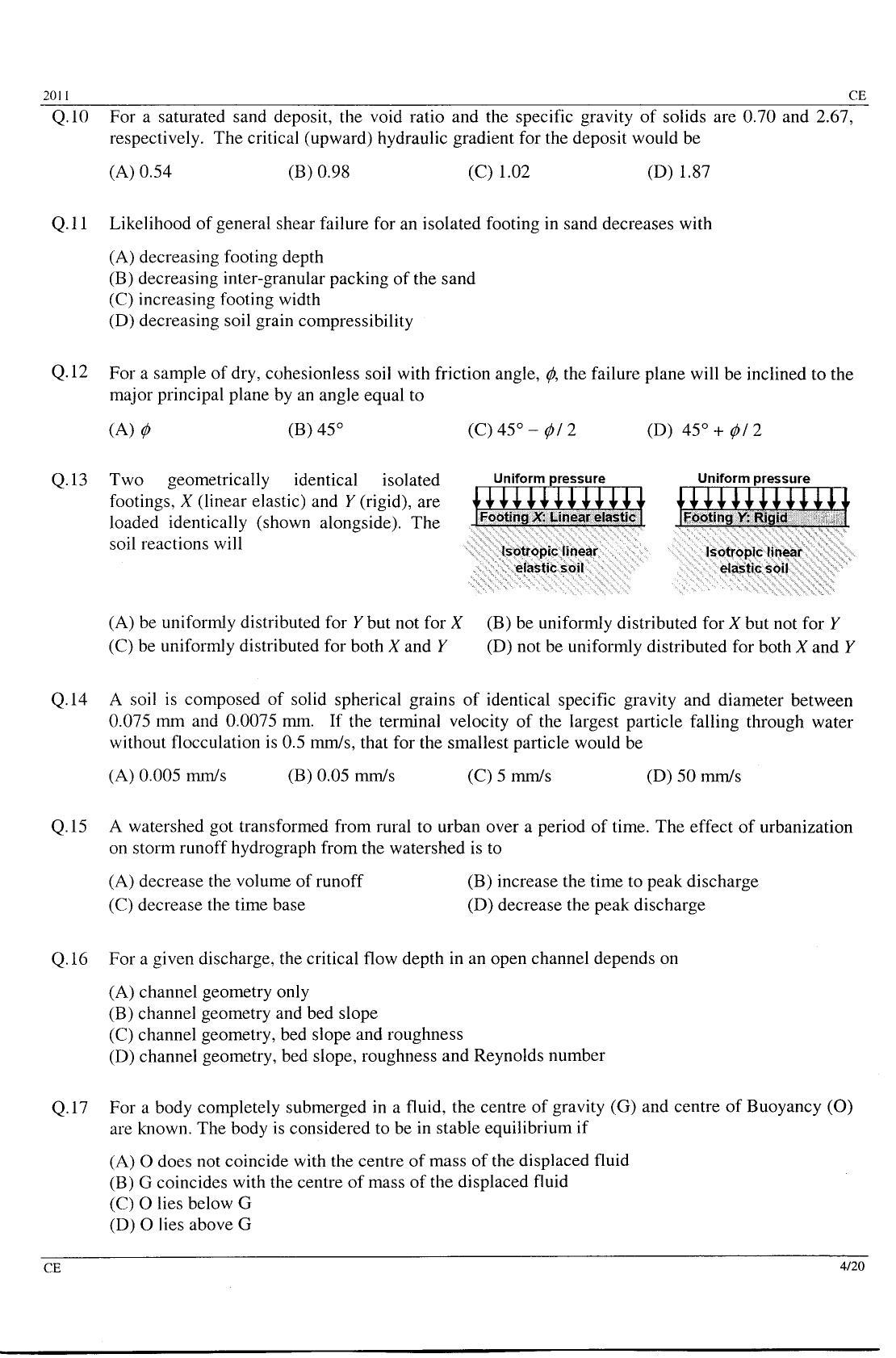 GATE 2011 Civil Engineering (CE) Question Paper with Answer Key - Page 4
