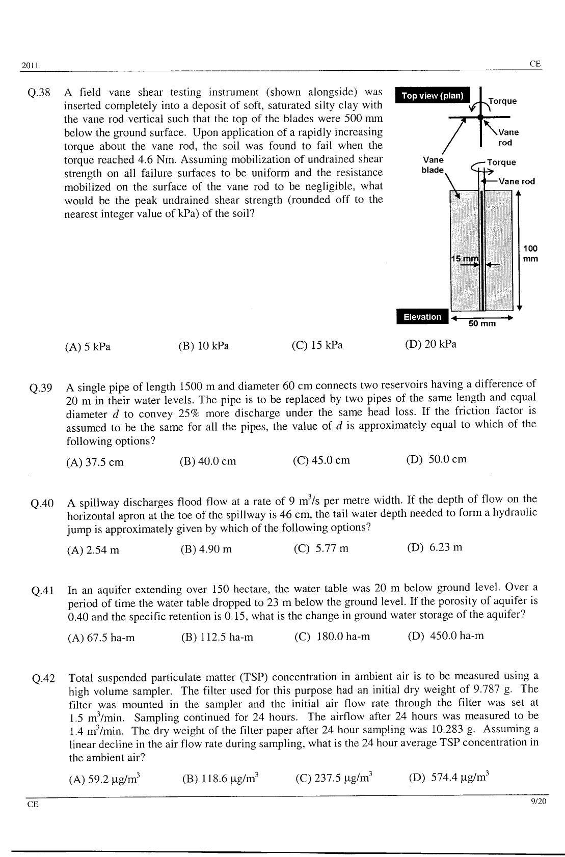 GATE 2011 Civil Engineering (CE) Question Paper with Answer Key - Page 9