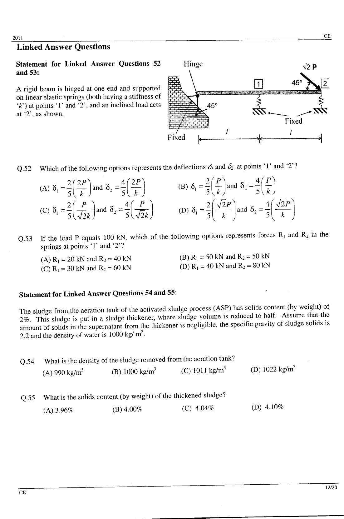 GATE 2011 Civil Engineering (CE) Question Paper with Answer Key - Page 12