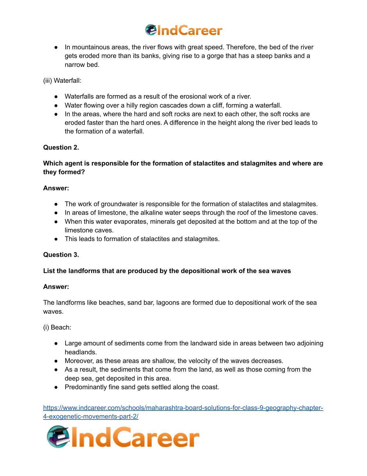 Maharashtra Board Solutions for Class 9- Geography: Chapter 4- Exogenetic Movements Part 2 - Page 6