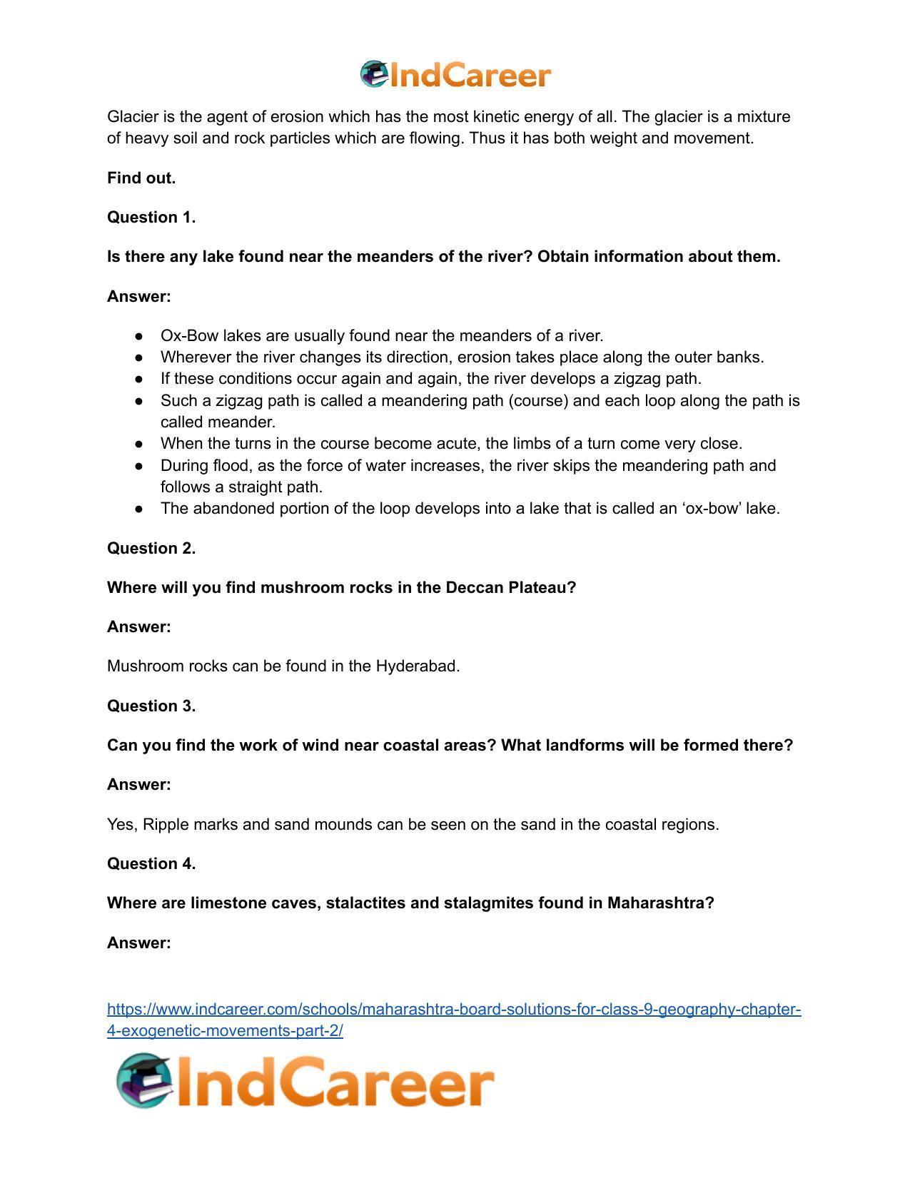 Maharashtra Board Solutions for Class 9- Geography: Chapter 4- Exogenetic Movements Part 2 - Page 28