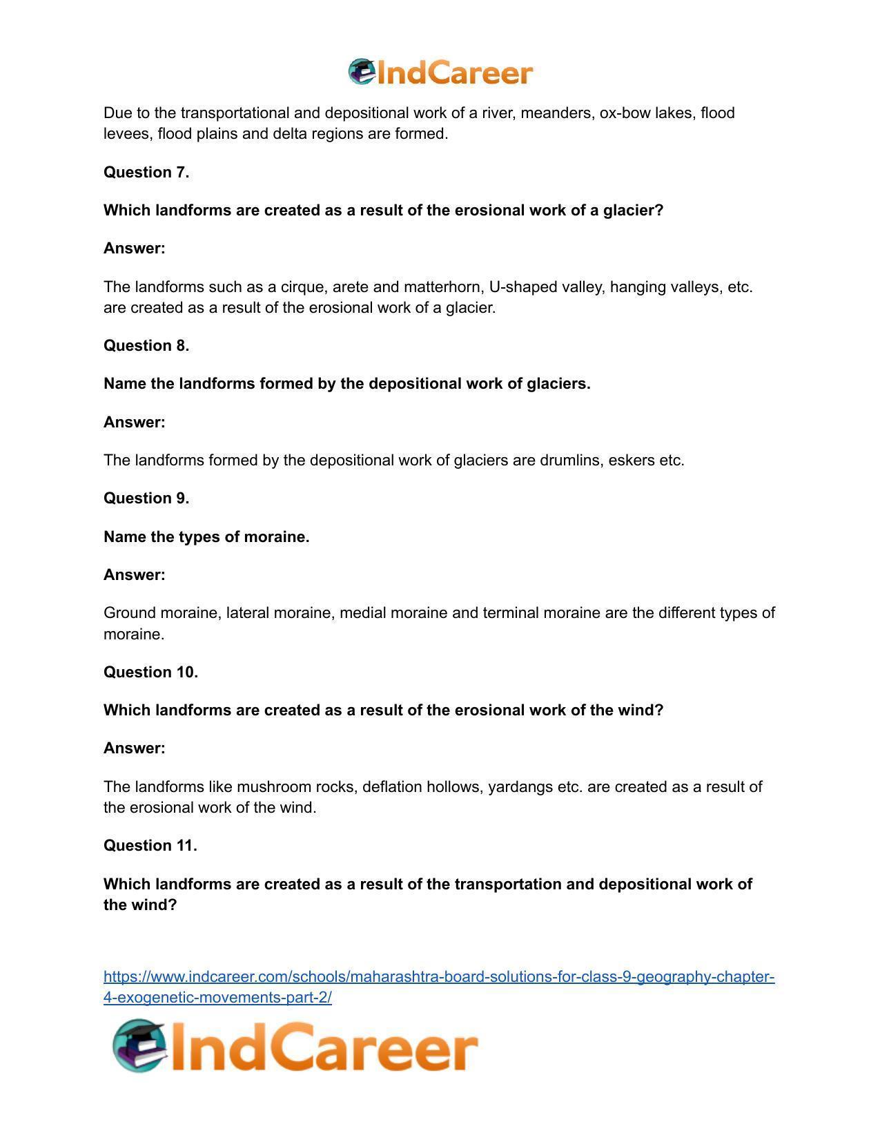 Maharashtra Board Solutions for Class 9- Geography: Chapter 4- Exogenetic Movements Part 2 - Page 38