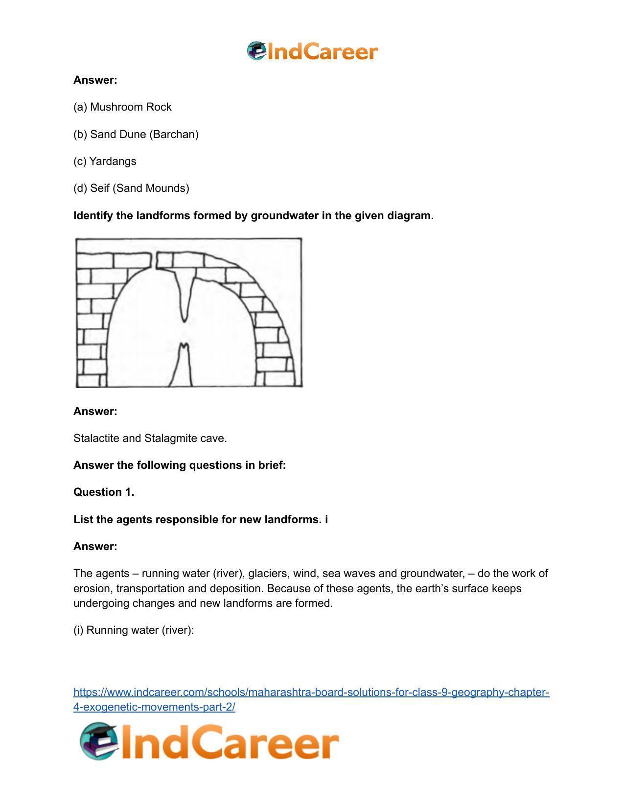 Maharashtra Board Solutions for Class 9- Geography: Chapter 4- Exogenetic Movements Part 2 - Page 45