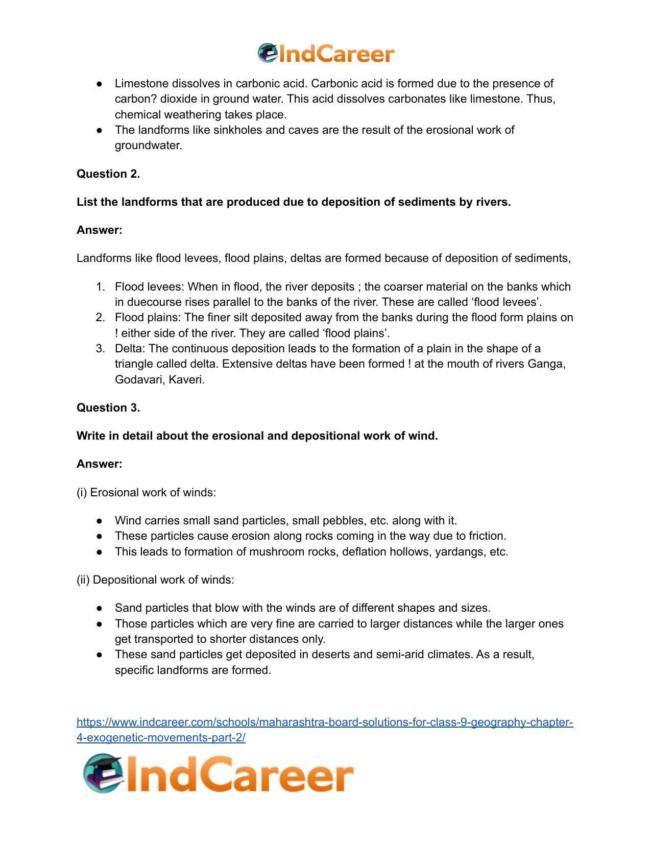 Maharashtra Board Solutions for Class 9- Geography: Chapter 4- Exogenetic Movements Part 2 - Page 47
