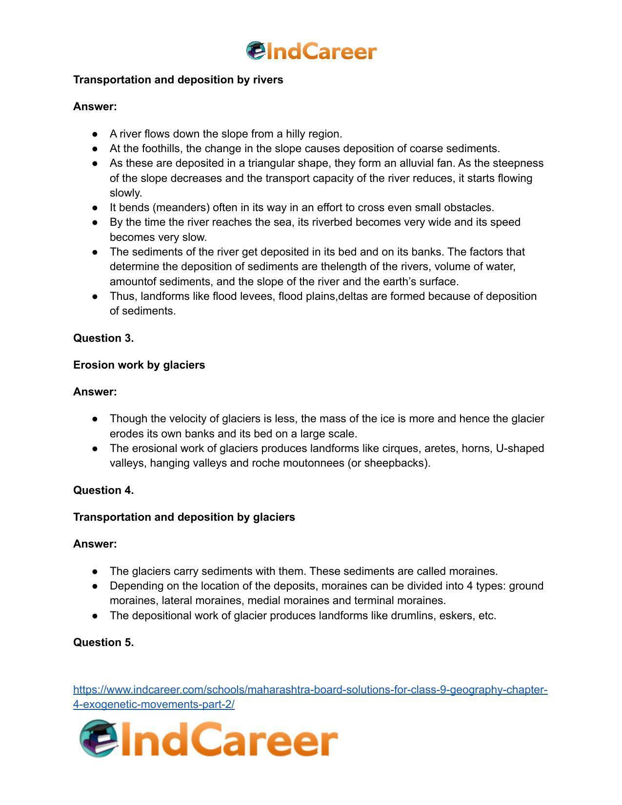 Maharashtra Board Solutions for Class 9- Geography: Chapter 4- Exogenetic Movements Part 2 - Page 49
