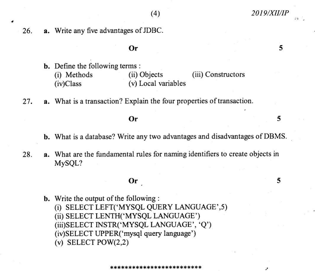 Nagaland Board Class 12 Informatics Practices 2019 Question Papers - Page 3