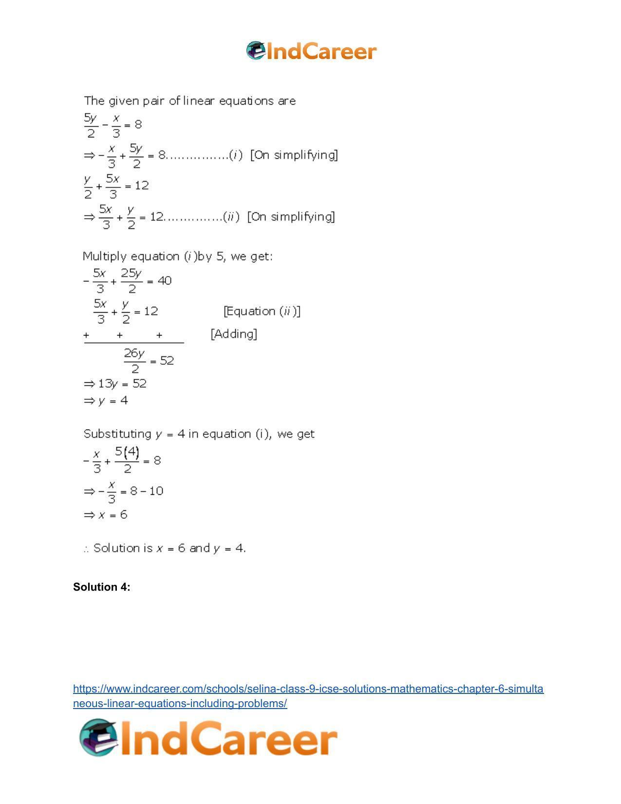 Selina Class 9 ICSE Solutions Mathematics : Chapter 6 - Simultaneous (Linear) Equations (Including Problems) - Page 11