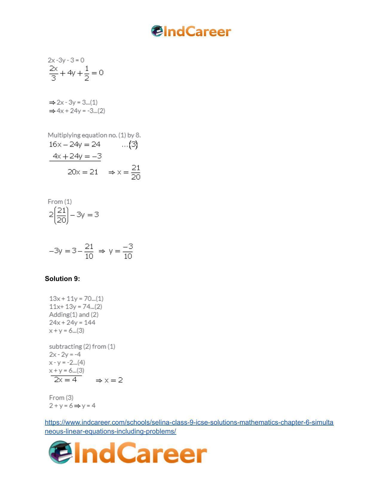 Selina Class 9 ICSE Solutions Mathematics : Chapter 6 - Simultaneous (Linear) Equations (Including Problems) - Page 15