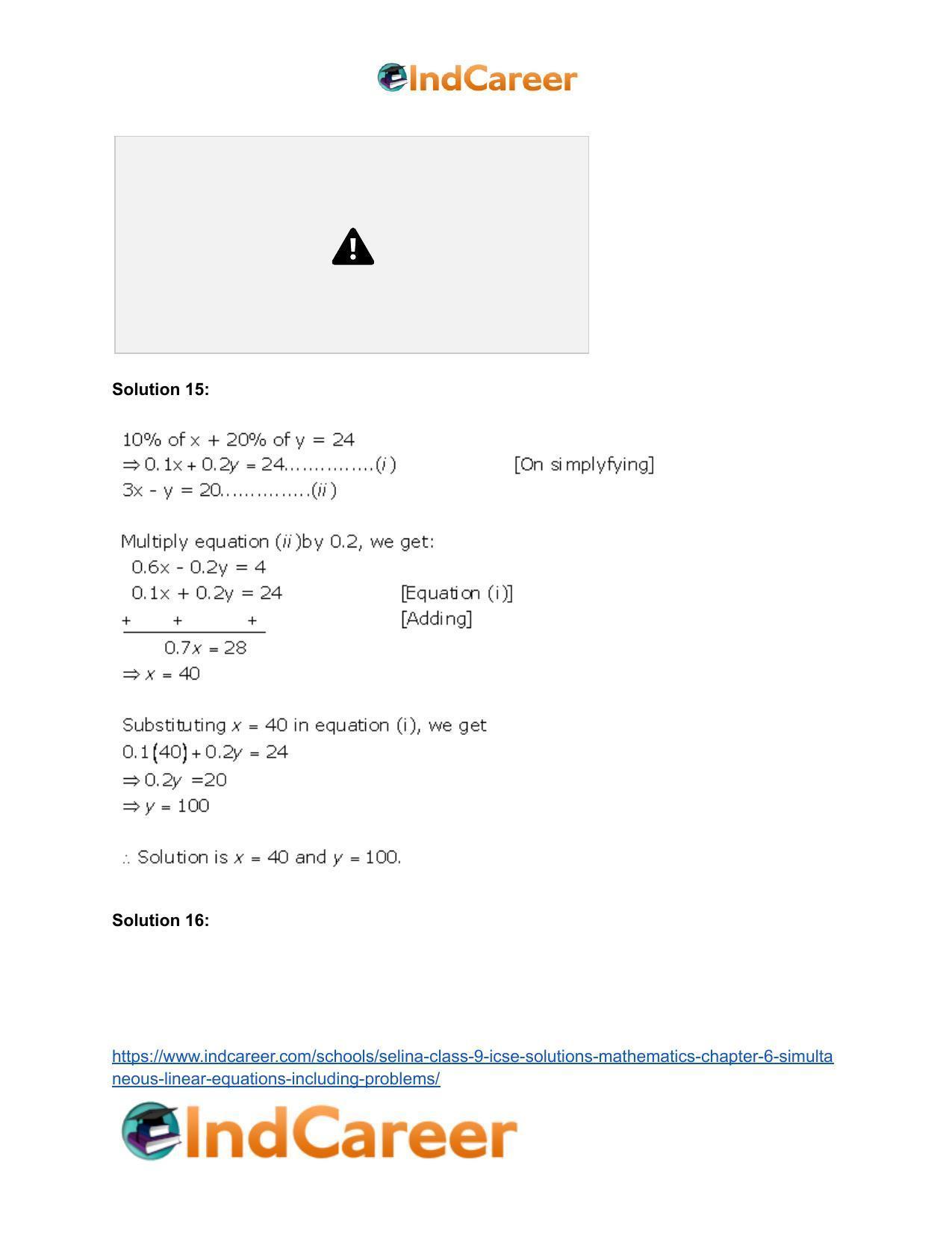 Selina Class 9 ICSE Solutions Mathematics : Chapter 6 - Simultaneous (Linear) Equations (Including Problems) - Page 20