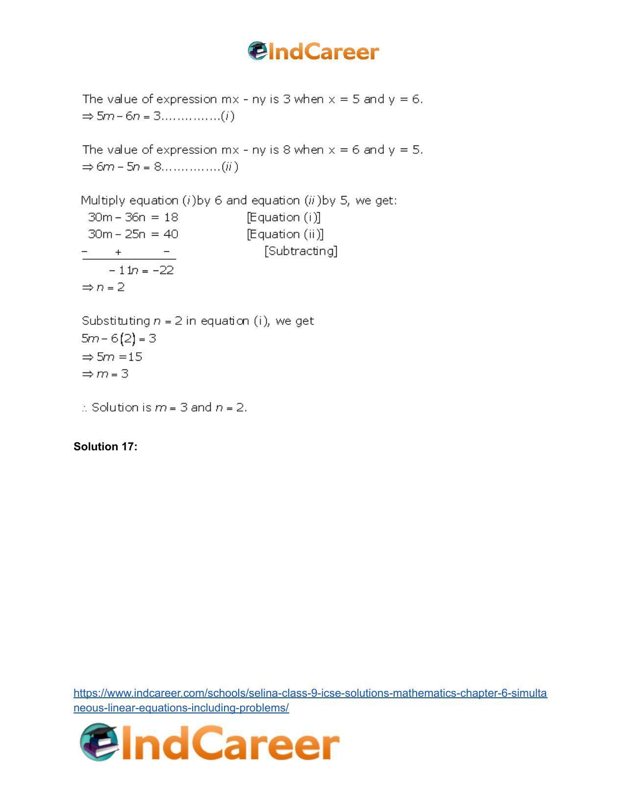 Selina Class 9 ICSE Solutions Mathematics : Chapter 6 - Simultaneous (Linear) Equations (Including Problems) - Page 21