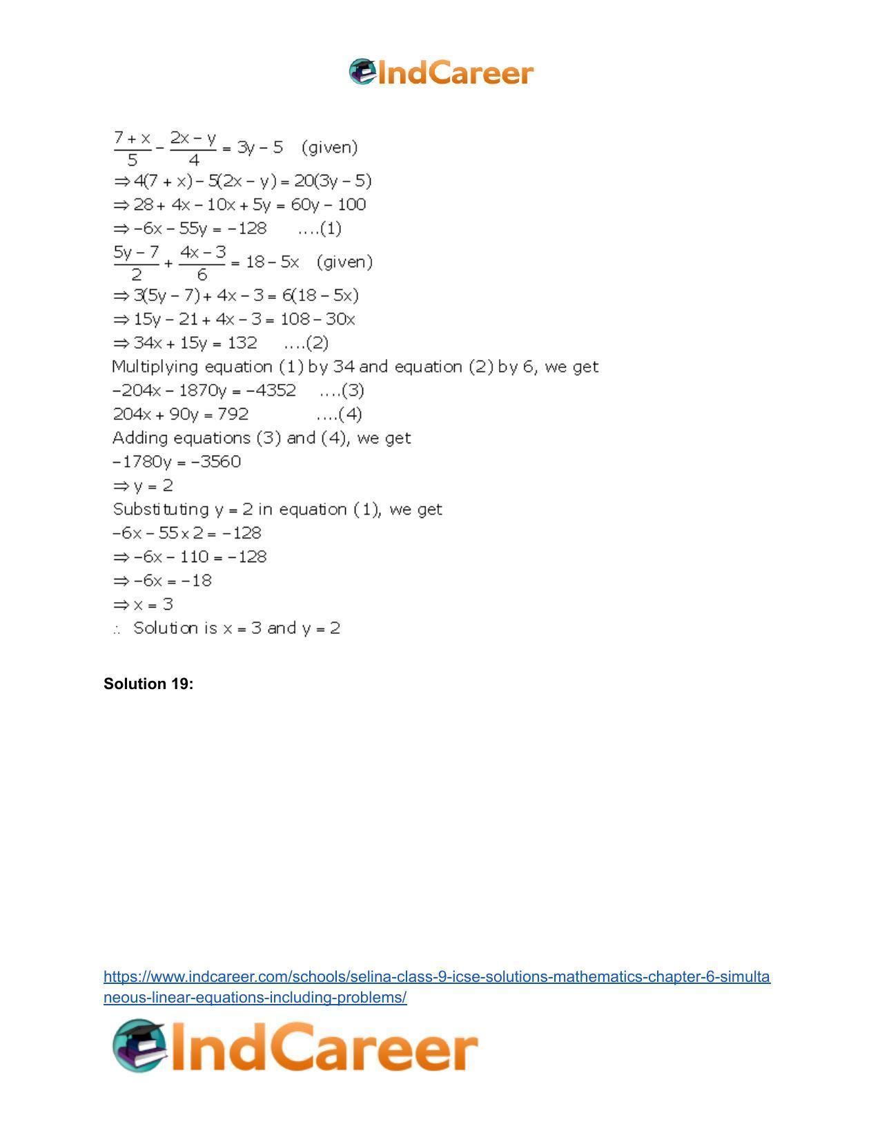 Selina Class 9 ICSE Solutions Mathematics : Chapter 6 - Simultaneous (Linear) Equations (Including Problems) - Page 23