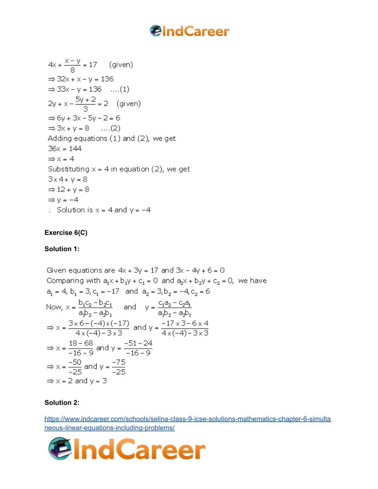 Selina Class 9 ICSE Solutions Mathematics : Chapter 6 - Simultaneous (Linear) Equations (Including Problems) - Page 24