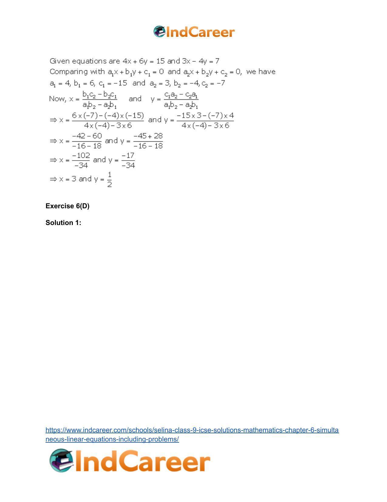 Selina Class 9 ICSE Solutions Mathematics : Chapter 6 - Simultaneous (Linear) Equations (Including Problems) - Page 29