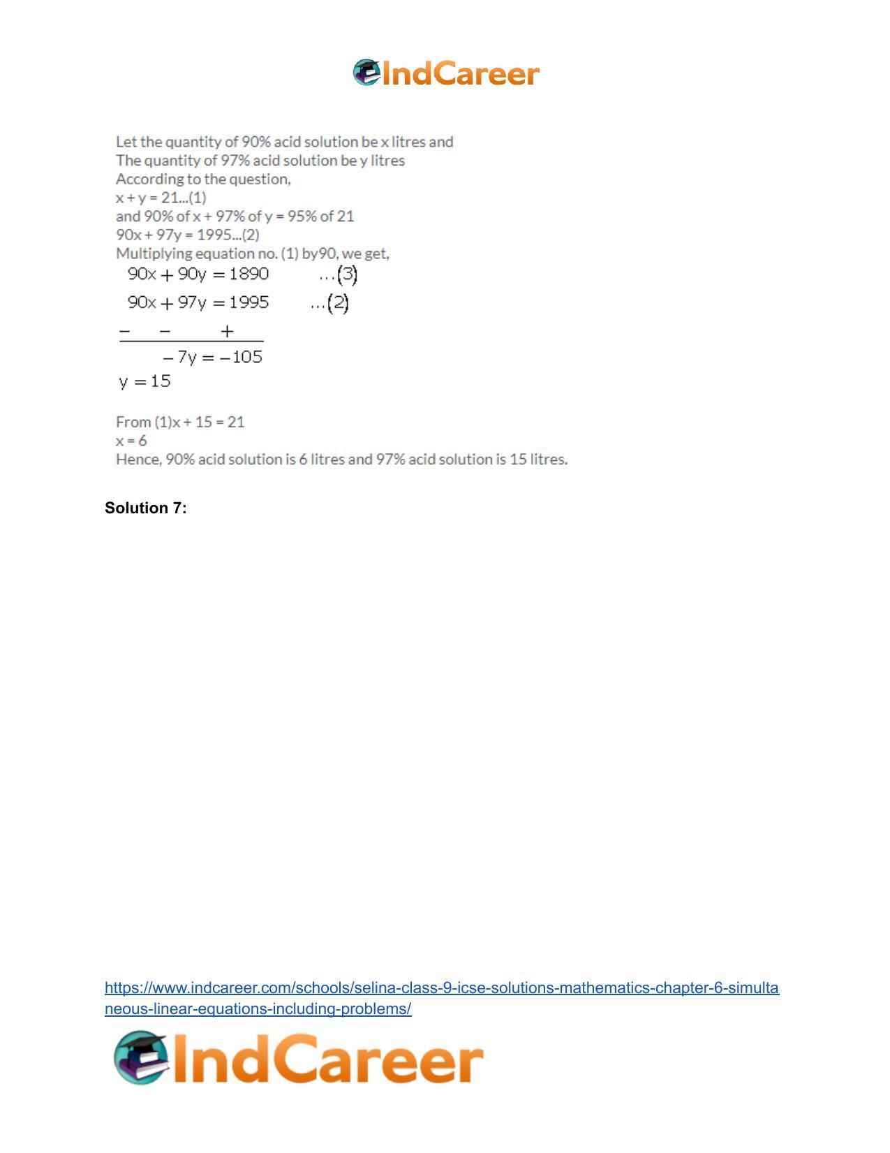 Selina Class 9 ICSE Solutions Mathematics : Chapter 6 - Simultaneous (Linear) Equations (Including Problems) - Page 65
