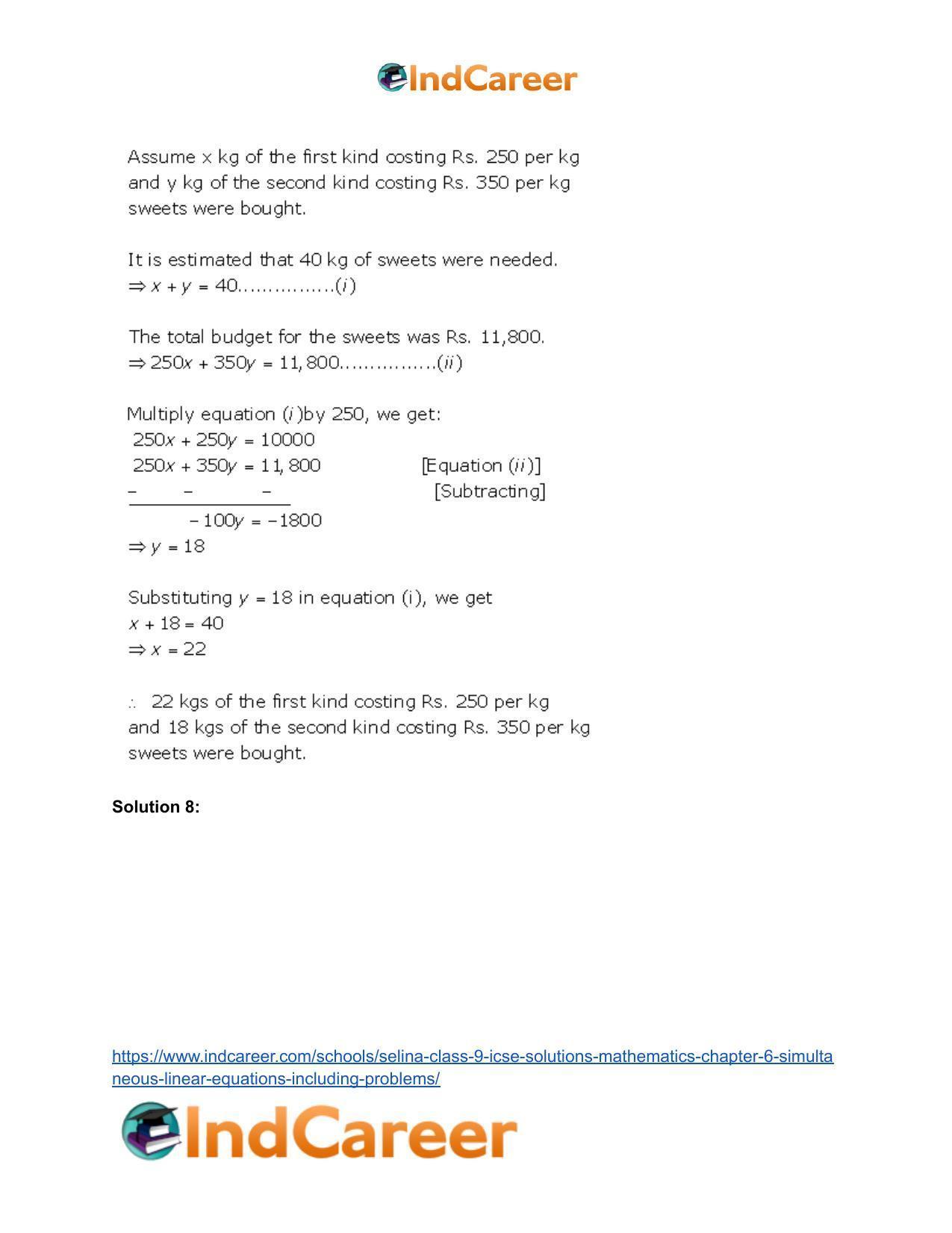 Selina Class 9 ICSE Solutions Mathematics : Chapter 6 - Simultaneous (Linear) Equations (Including Problems) - Page 66