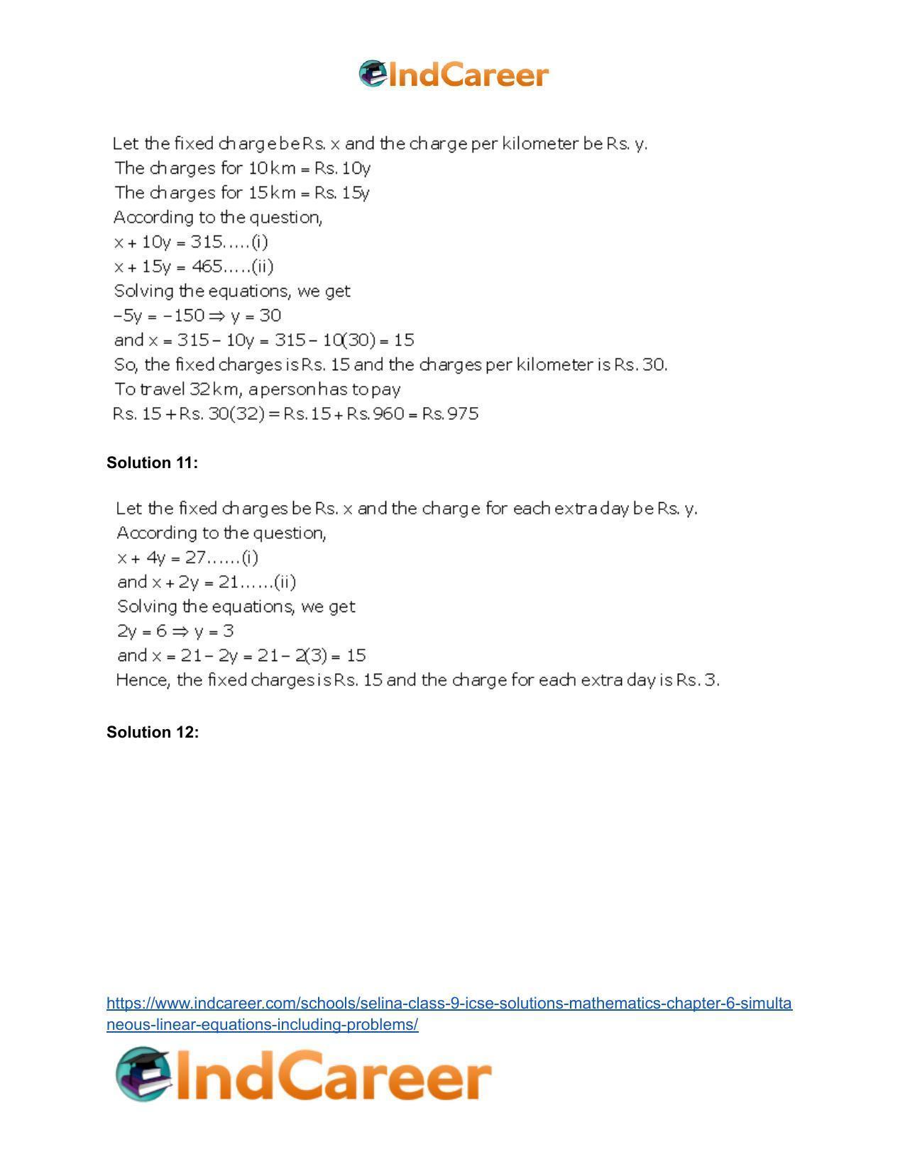 Selina Class 9 ICSE Solutions Mathematics : Chapter 6 - Simultaneous (Linear) Equations (Including Problems) - Page 69
