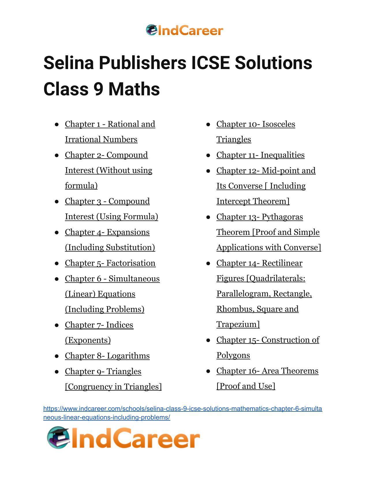 Selina Class 9 ICSE Solutions Mathematics : Chapter 6 - Simultaneous (Linear) Equations (Including Problems) - Page 72