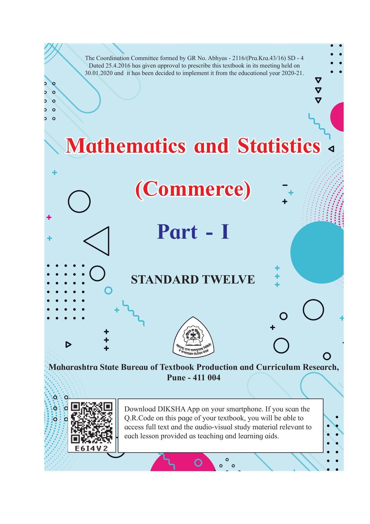 Maharashtra Board Class 12 Maths (Commerce) (Part 1) Textbook - Page 3