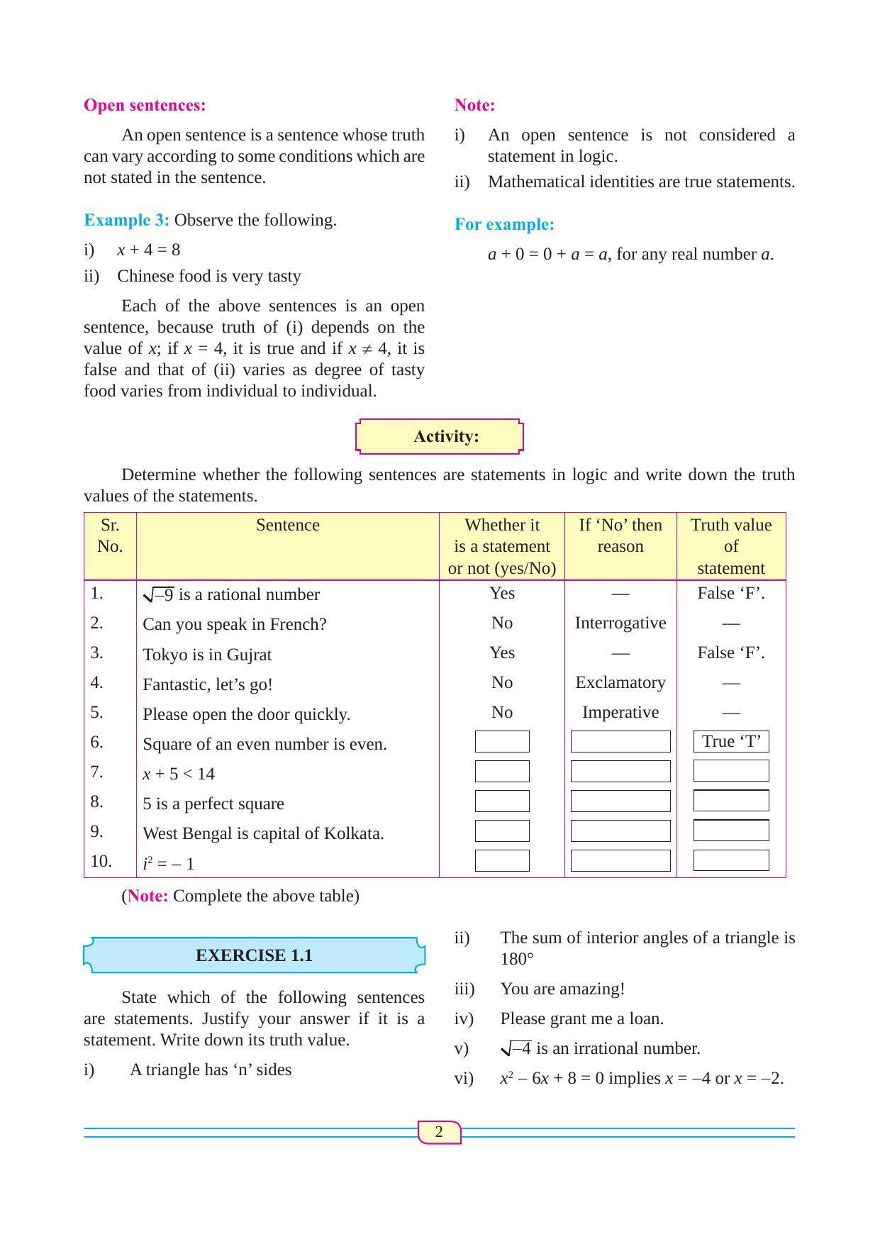 Maharashtra Board Class 12 Maths (Commerce) (Part 1) Textbook - Page 12