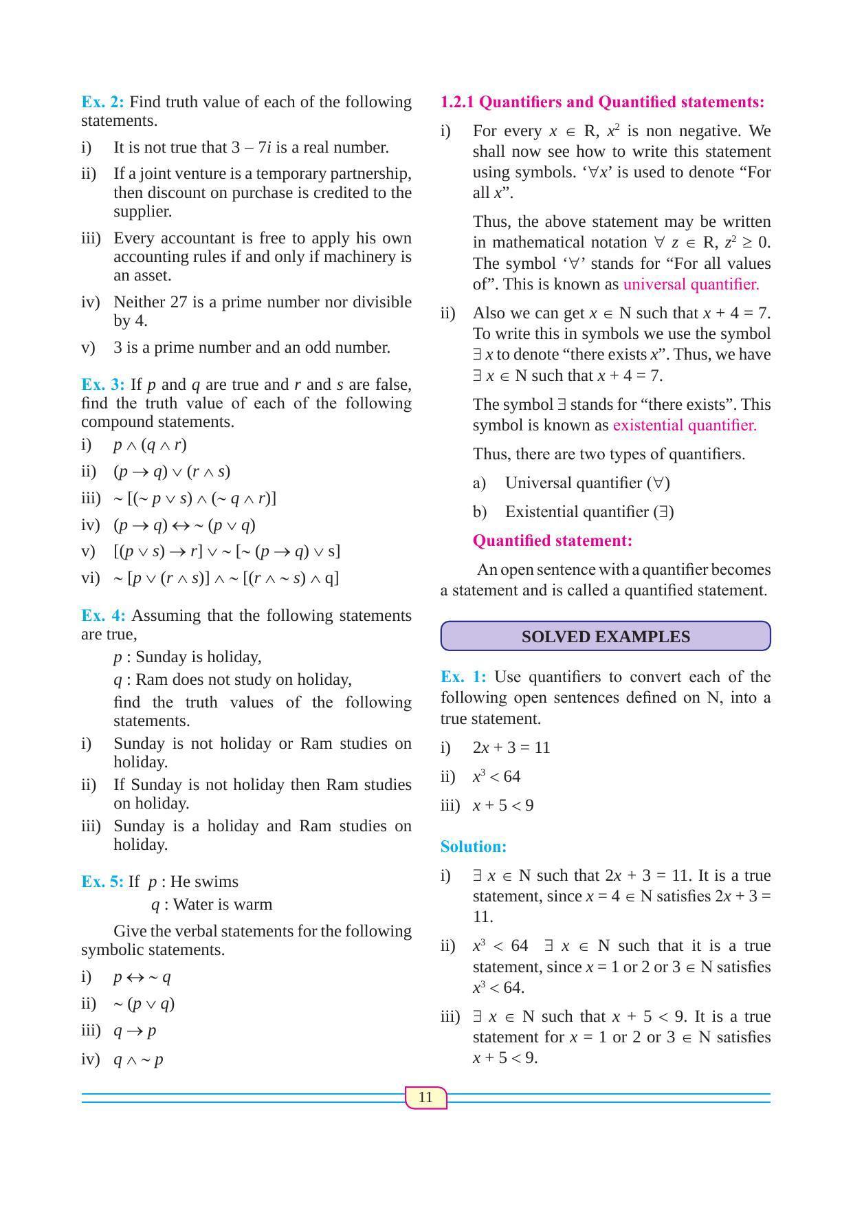 Maharashtra Board Class 12 Maths (Commerce) (Part 1) Textbook - Page 21