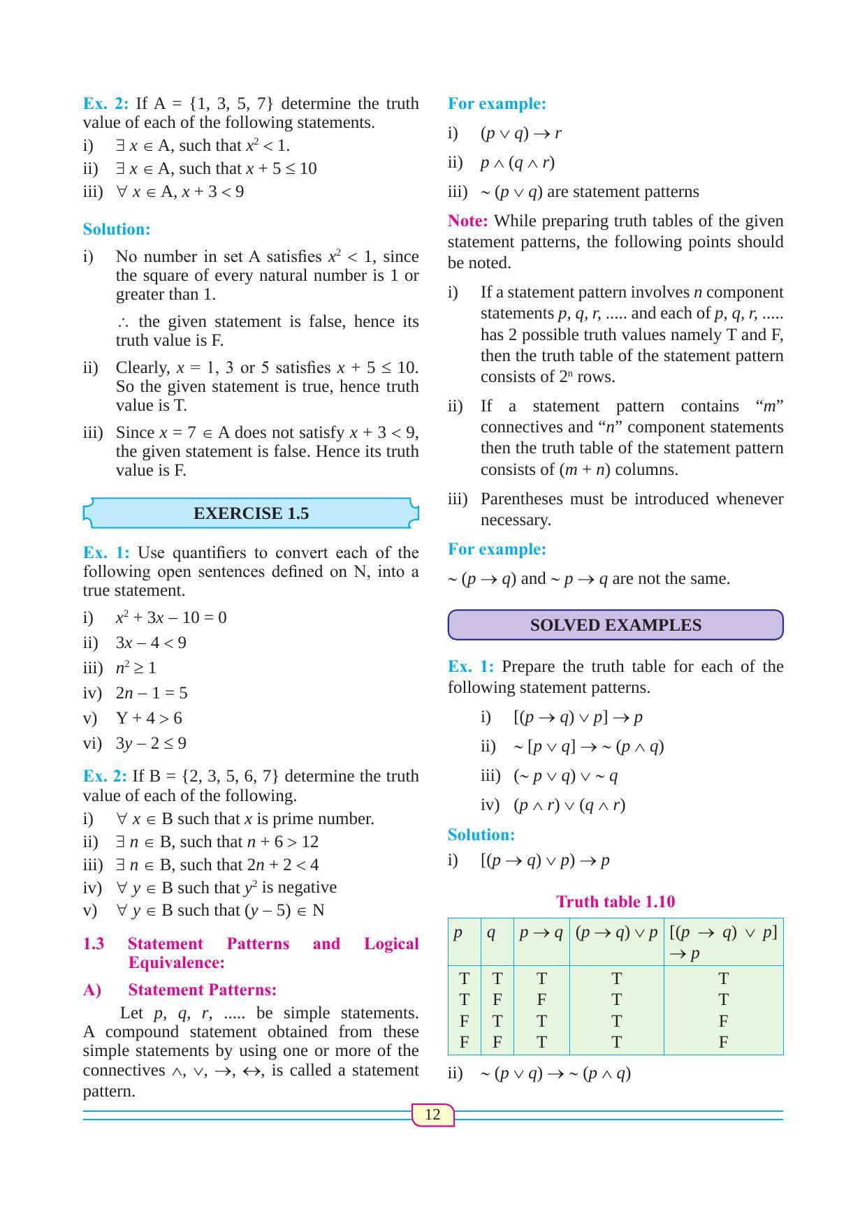 Maharashtra Board Class 12 Maths (Commerce) (Part 1) Textbook - Page 22