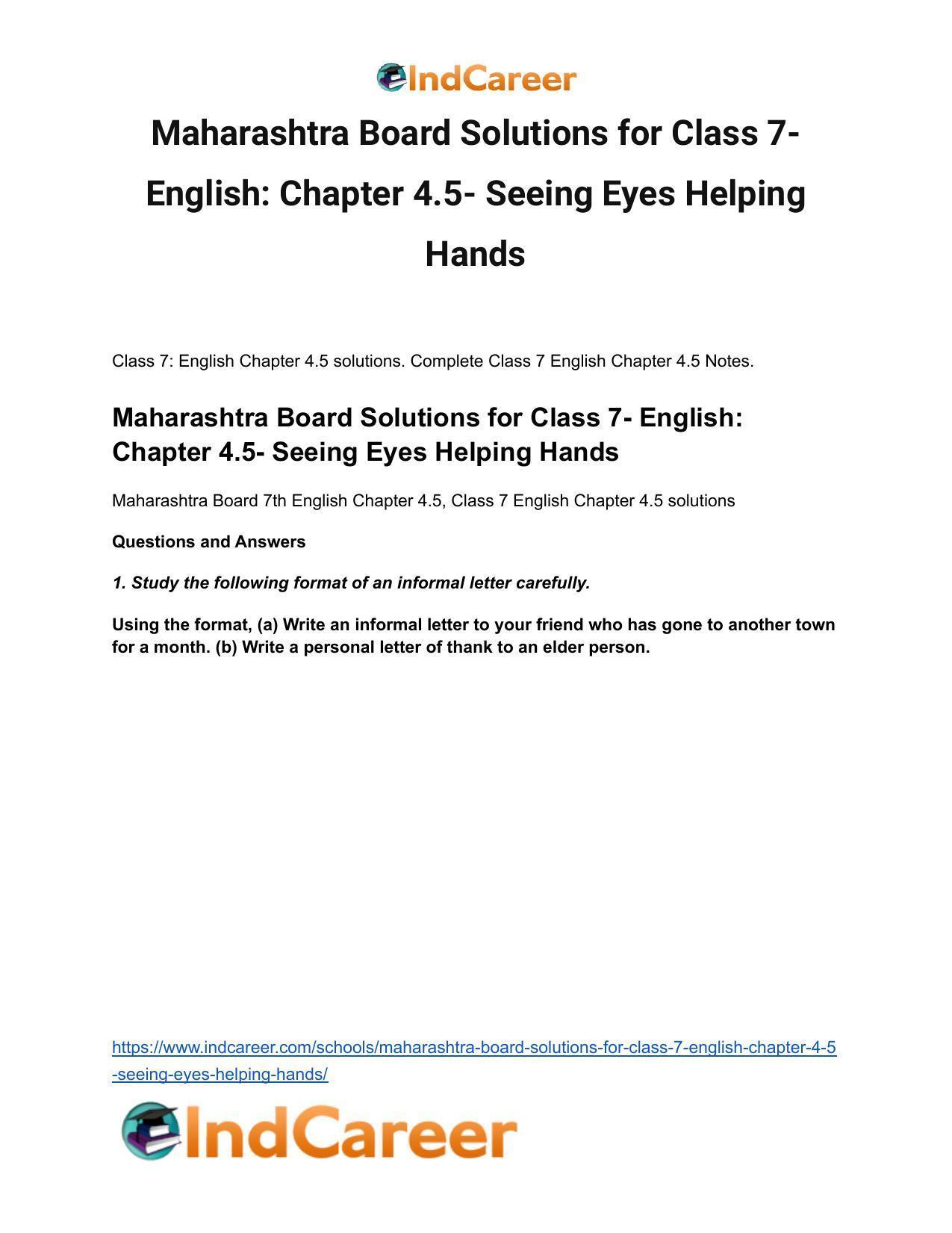 Maharashtra Board Solutions for Class 7- English: Chapter 4.5- Seeing Eyes Helping Hands - Page 2