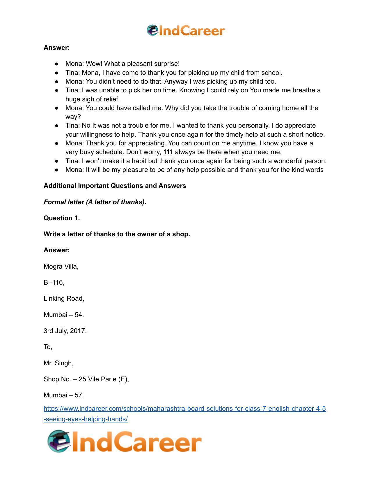 Maharashtra Board Solutions for Class 7- English: Chapter 4.5- Seeing Eyes Helping Hands - Page 5