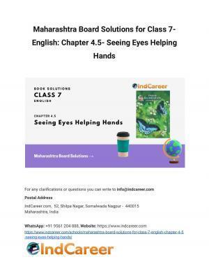 Maharashtra Board Solutions for Class 7- English: Chapter 4.5- Seeing Eyes Helping Hands