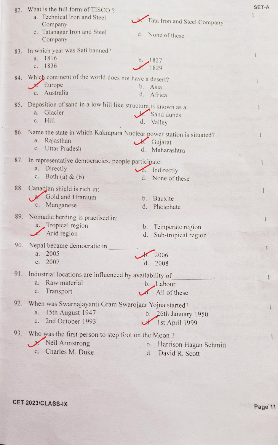 Rashtriya Military School 2023 Class 9 Question Paper - Page 10