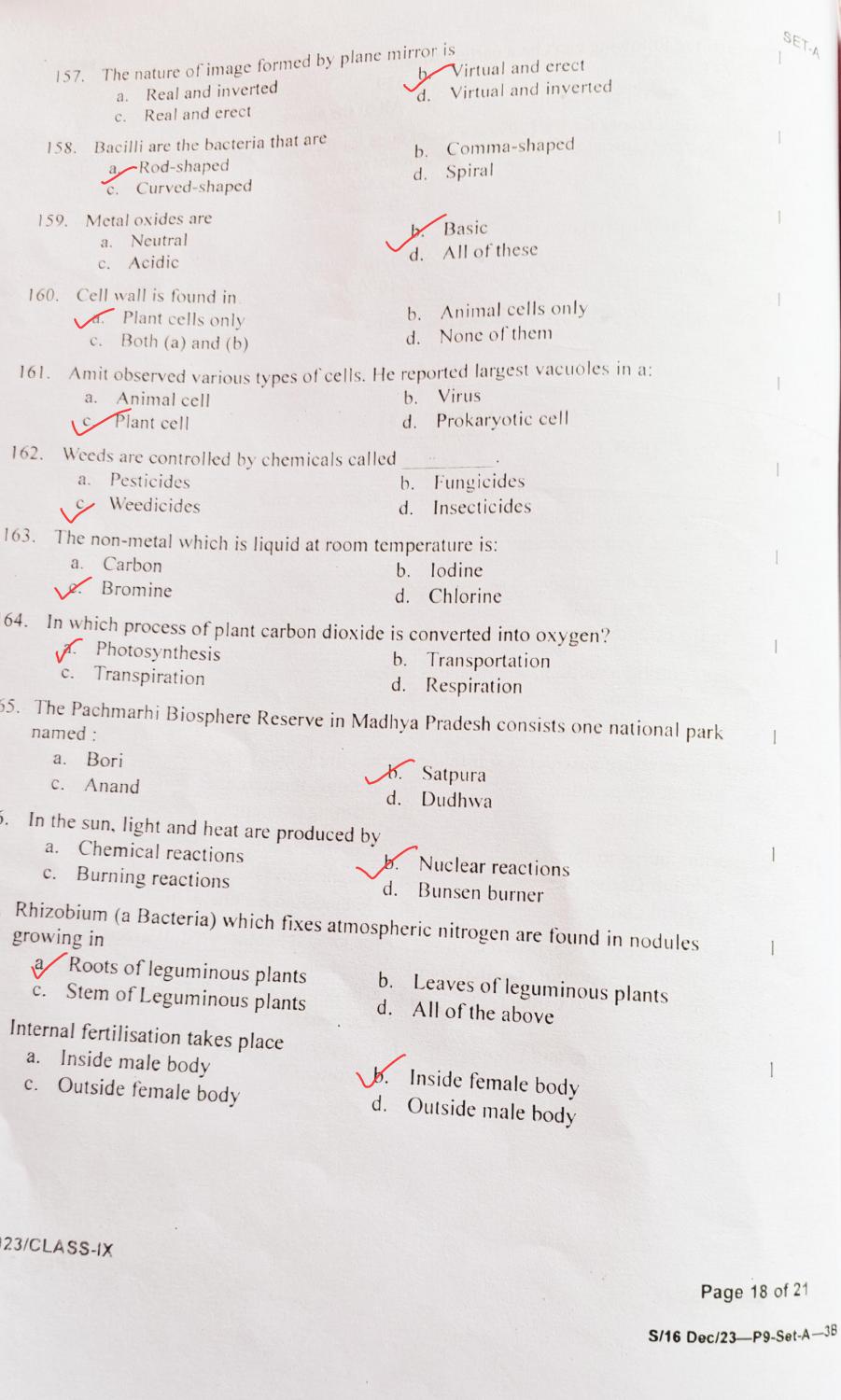 Rashtriya Military School 2023 Class 9 Question Paper - Page 17