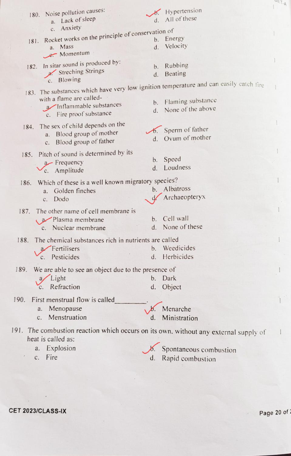 Rashtriya Military School 2023 Class 9 Question Paper - Page 19