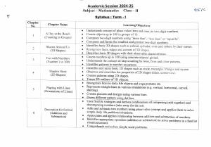 Edudel Class 2 Maths Syllabus 2025