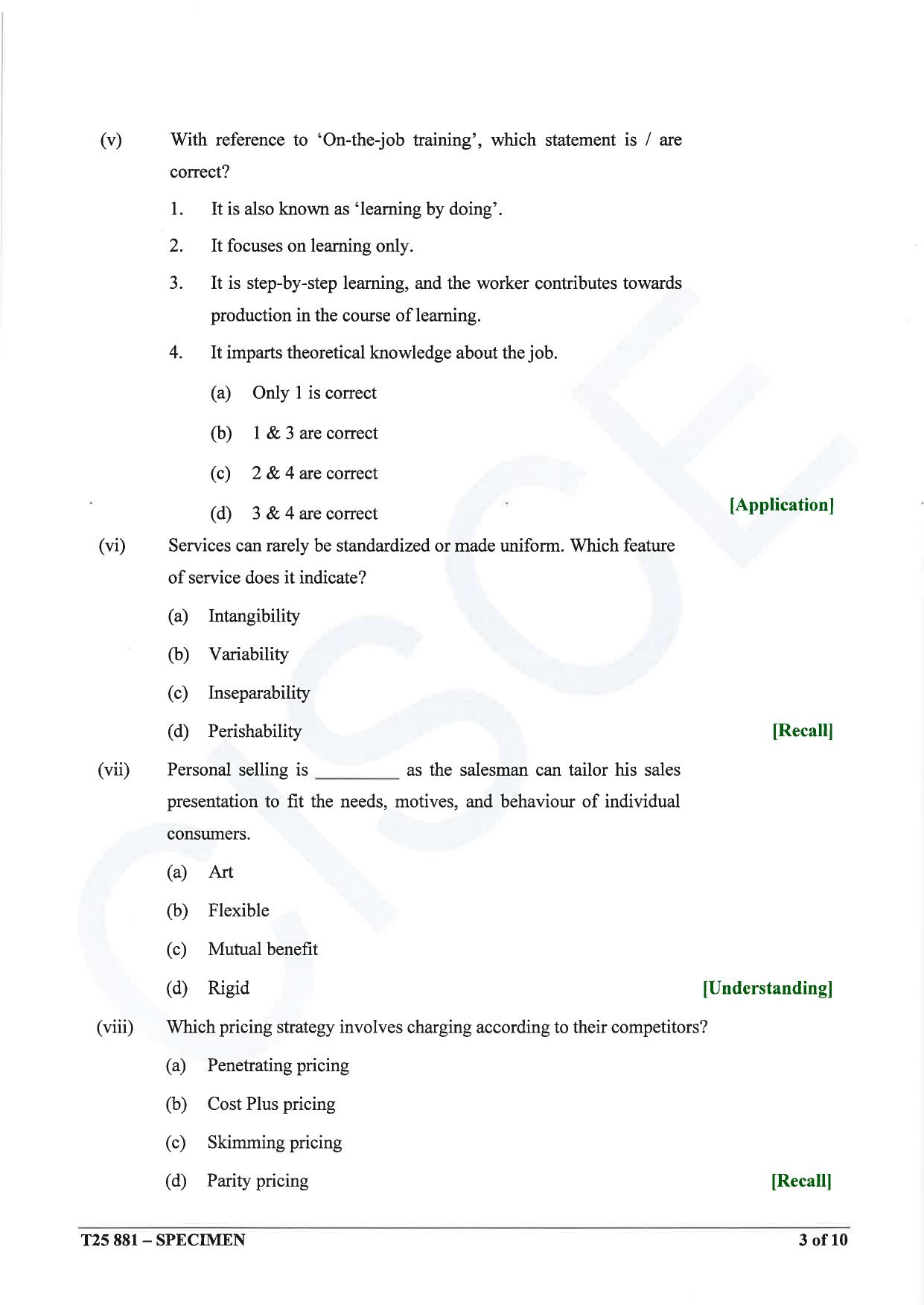 ICSE Class 10 2025 Commercial Applications (QP & MS) Specimen Paper - Page 3
