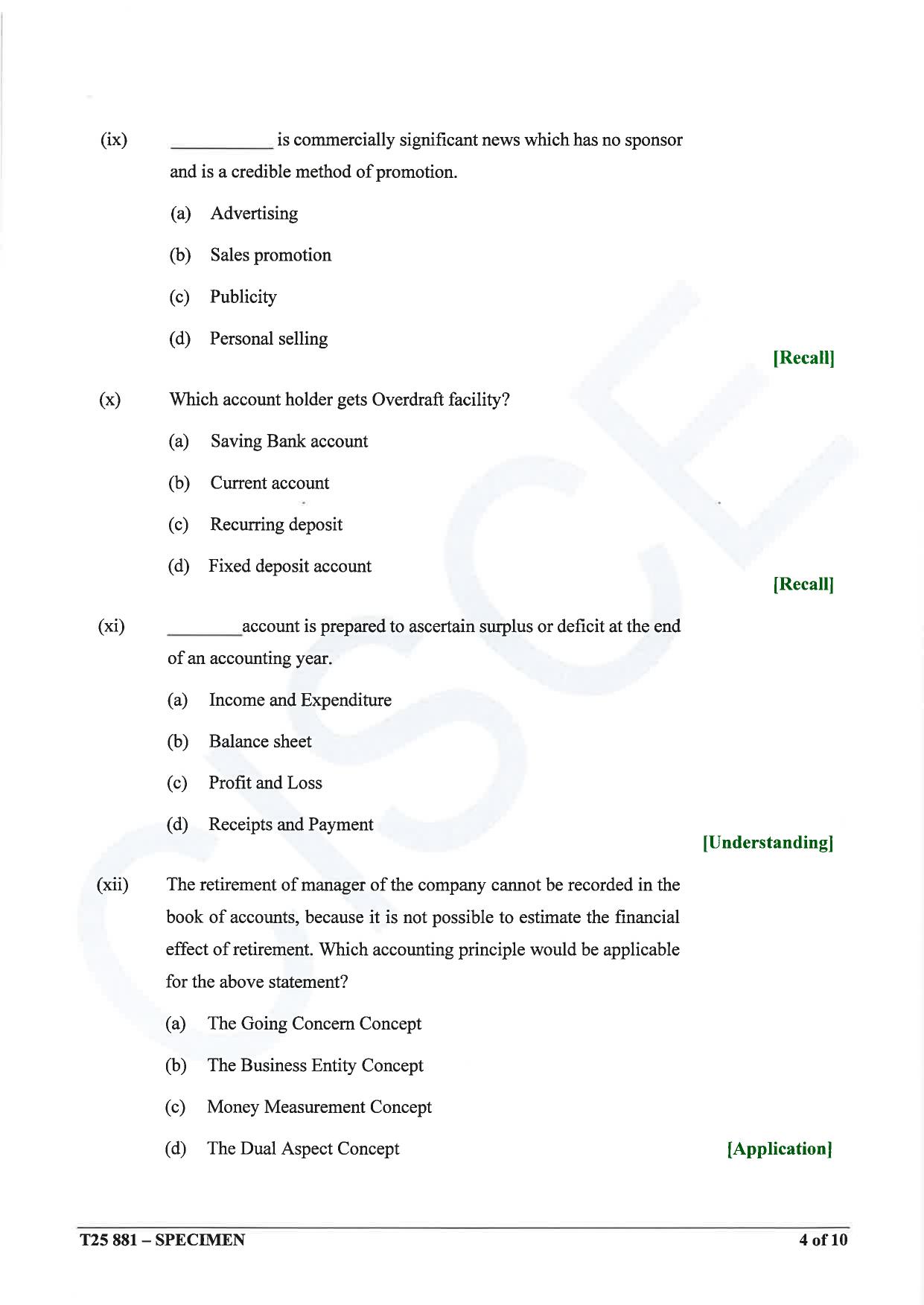 ICSE Class 10 2025 Commercial Applications (QP & MS) Specimen Paper - Page 4