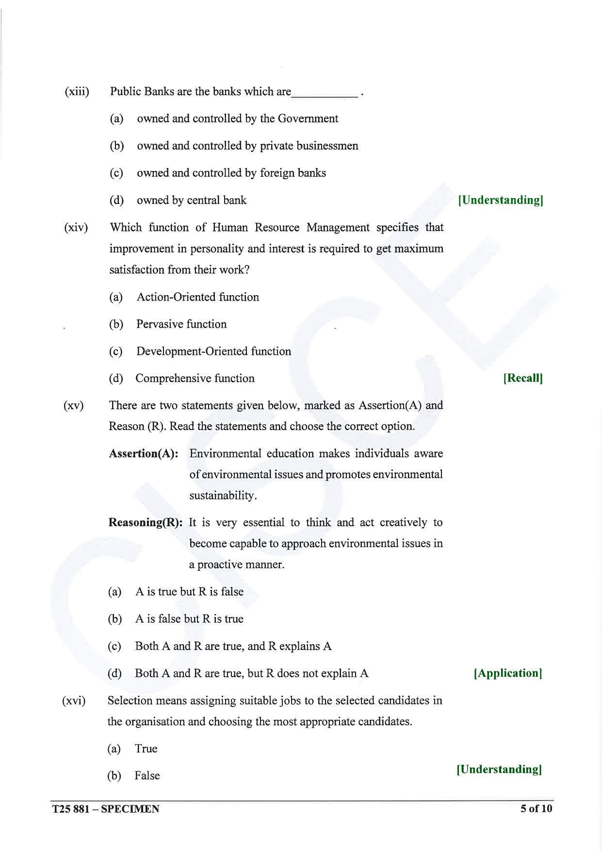 ICSE Class 10 2025 Commercial Applications (QP & MS) Specimen Paper - Page 5