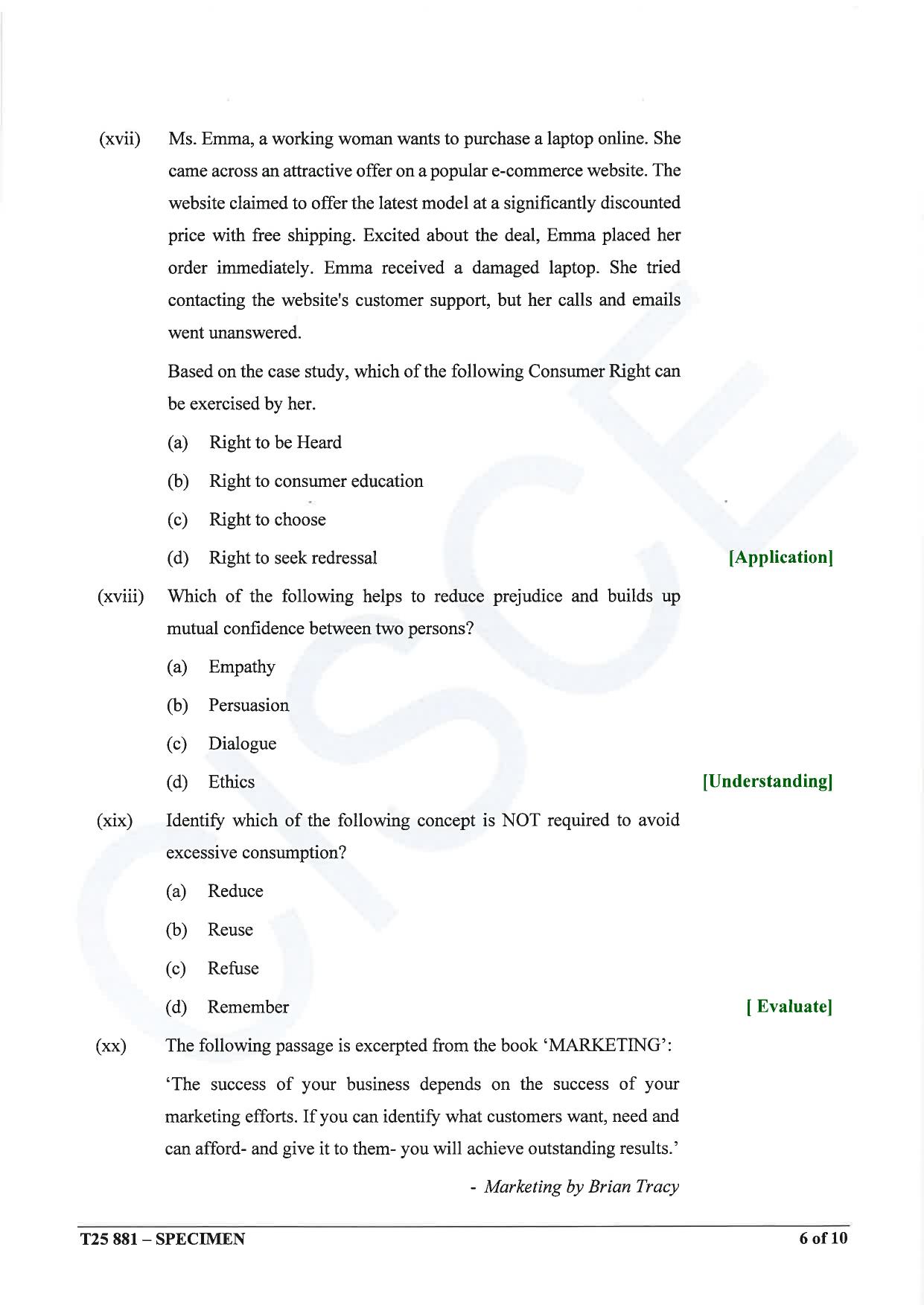 ICSE Class 10 2025 Commercial Applications (QP & MS) Specimen Paper - Page 6