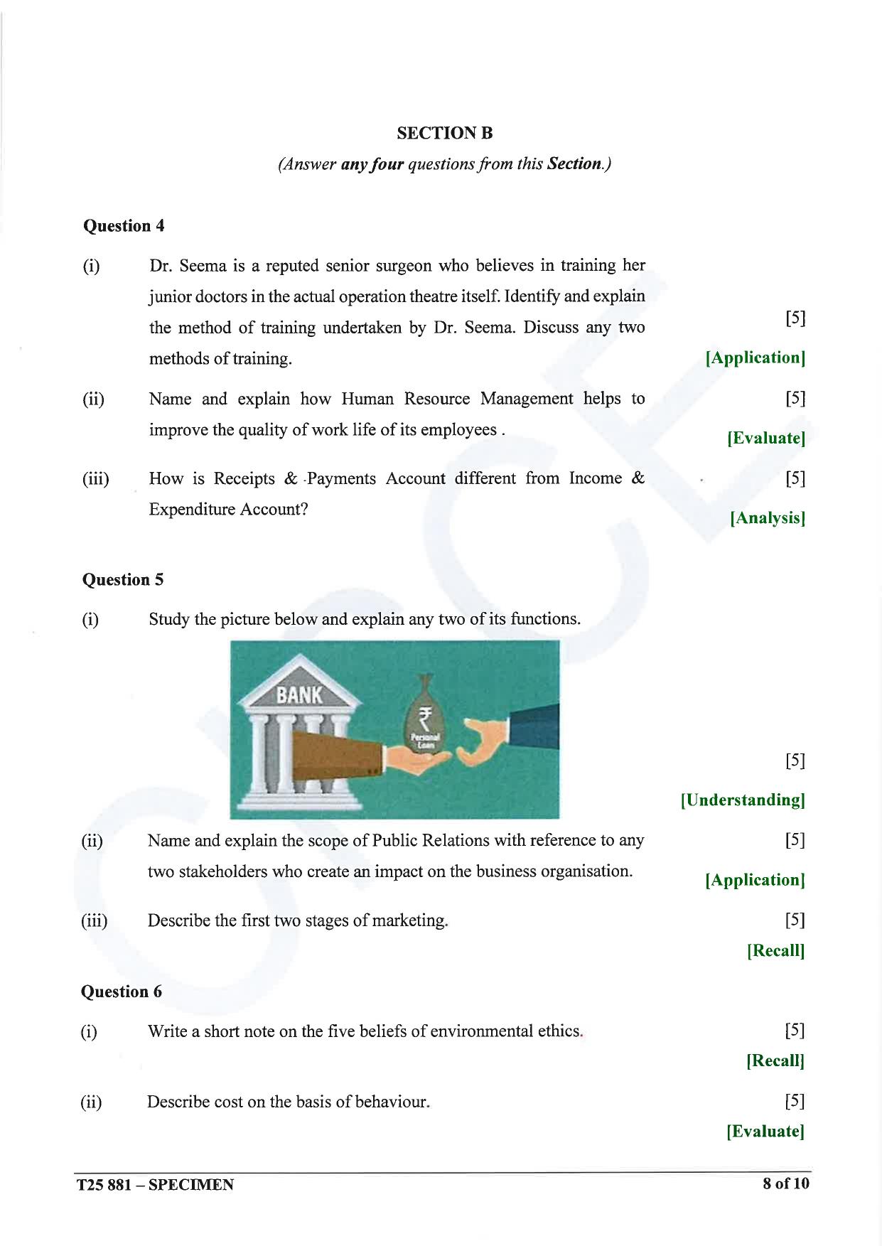 ICSE Class 10 2025 Commercial Applications (QP & MS) Specimen Paper - Page 8