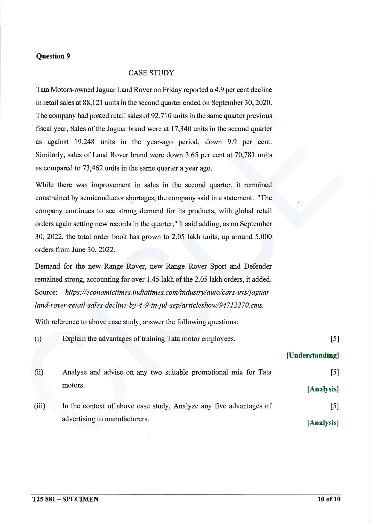 ICSE Class 10 2025 Commercial Applications (QP & MS) Specimen Paper - Page 10