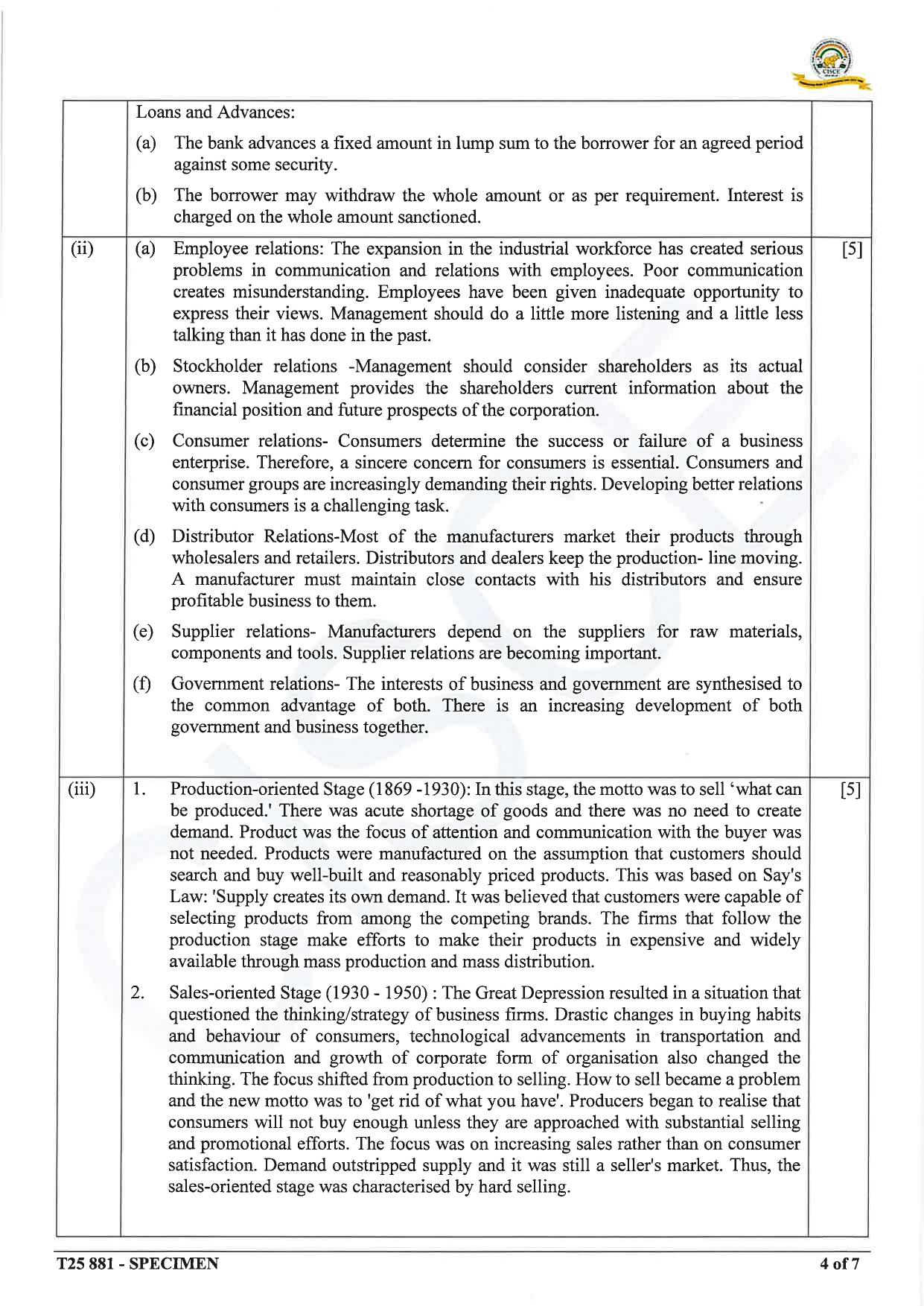 ICSE Class 10 2025 Commercial Applications (QP & MS) Specimen Paper - Page 14