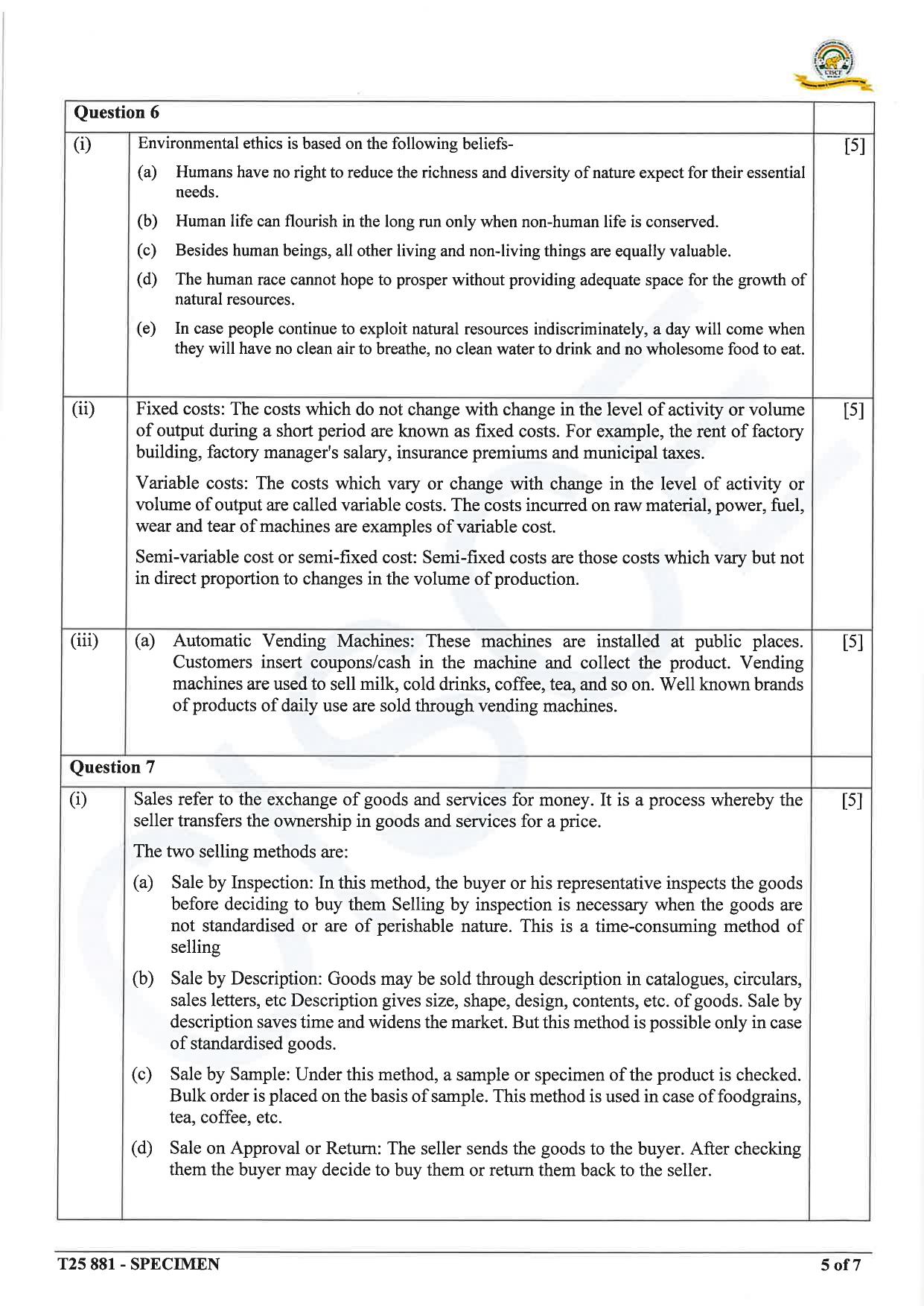 ICSE Class 10 2025 Commercial Applications (QP & MS) Specimen Paper - Page 15