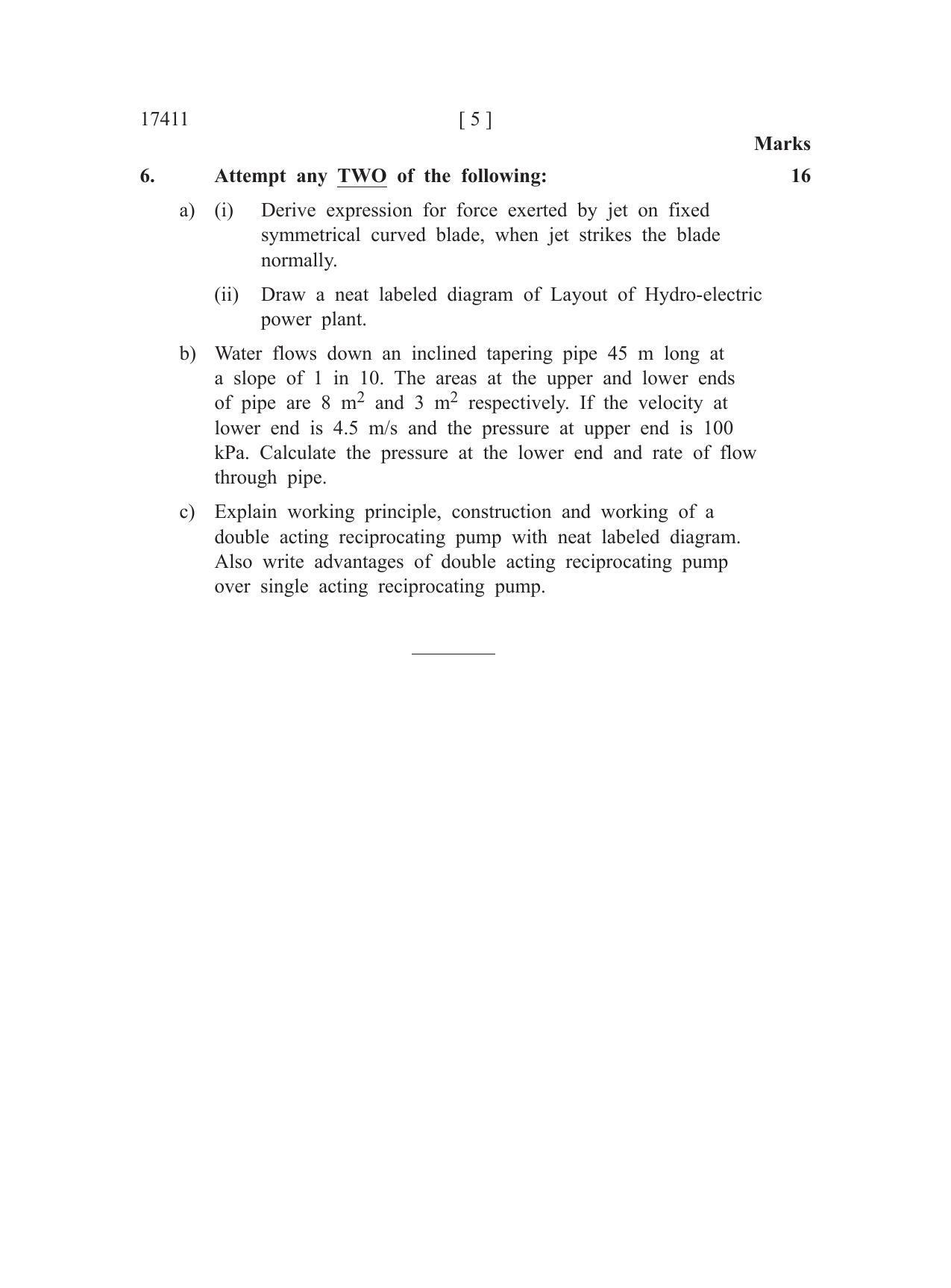 MSBTE Summer Question Paper 2019 - FLUID MECHANICS AND MACHINERY - Page 5