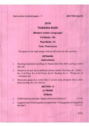 COHSEM Class 12	Thadou Kuki (M.I.L.) 2019 Question Papers