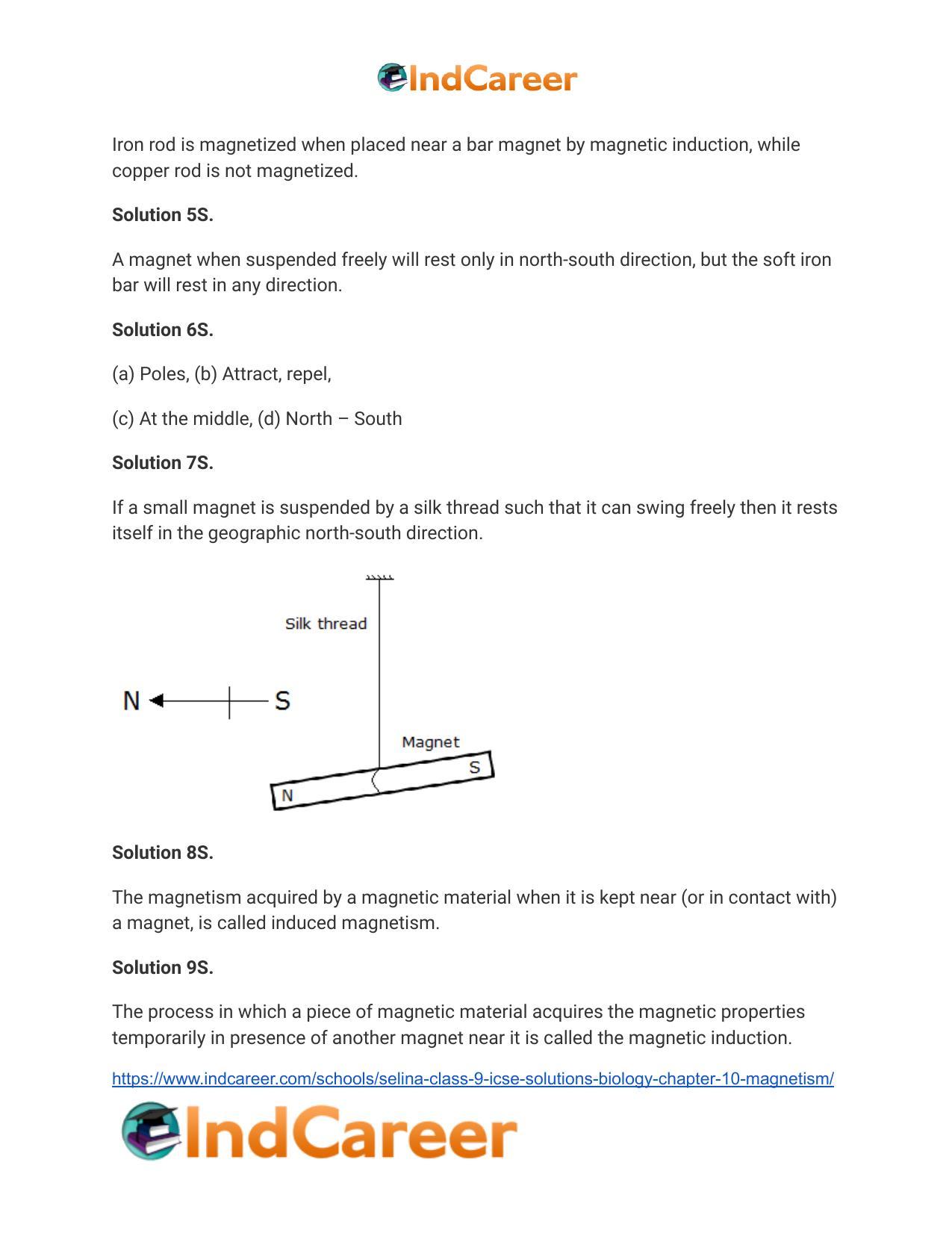 Selina Class 9 ICSE Solutions Biology : Chapter 10- Magnetism - Page 3