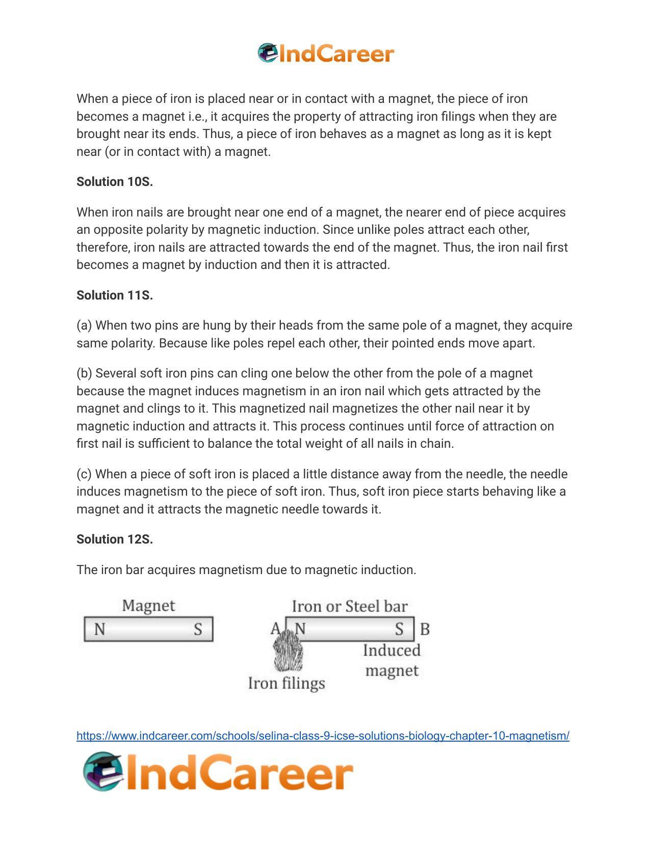 Selina Class 9 ICSE Solutions Biology : Chapter 10- Magnetism - Page 4