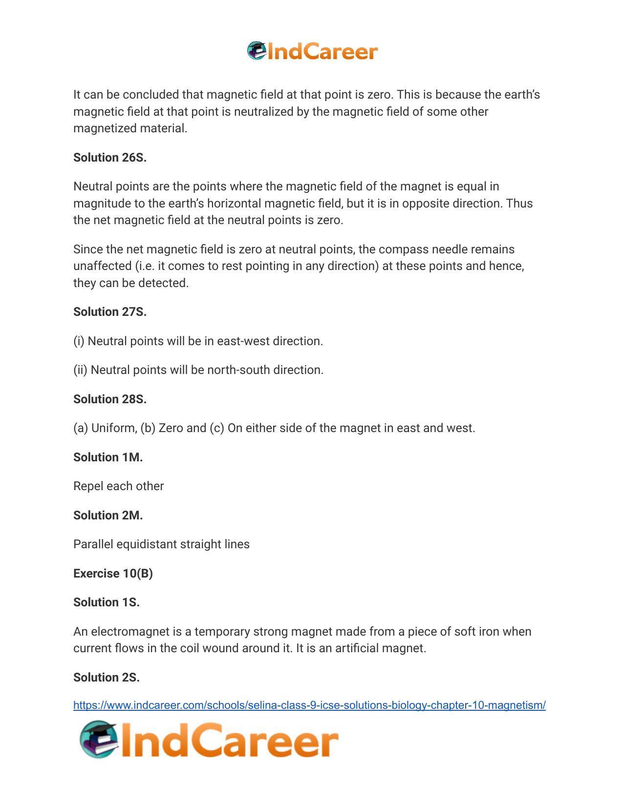 Selina Class 9 ICSE Solutions Biology : Chapter 10- Magnetism - Page 10