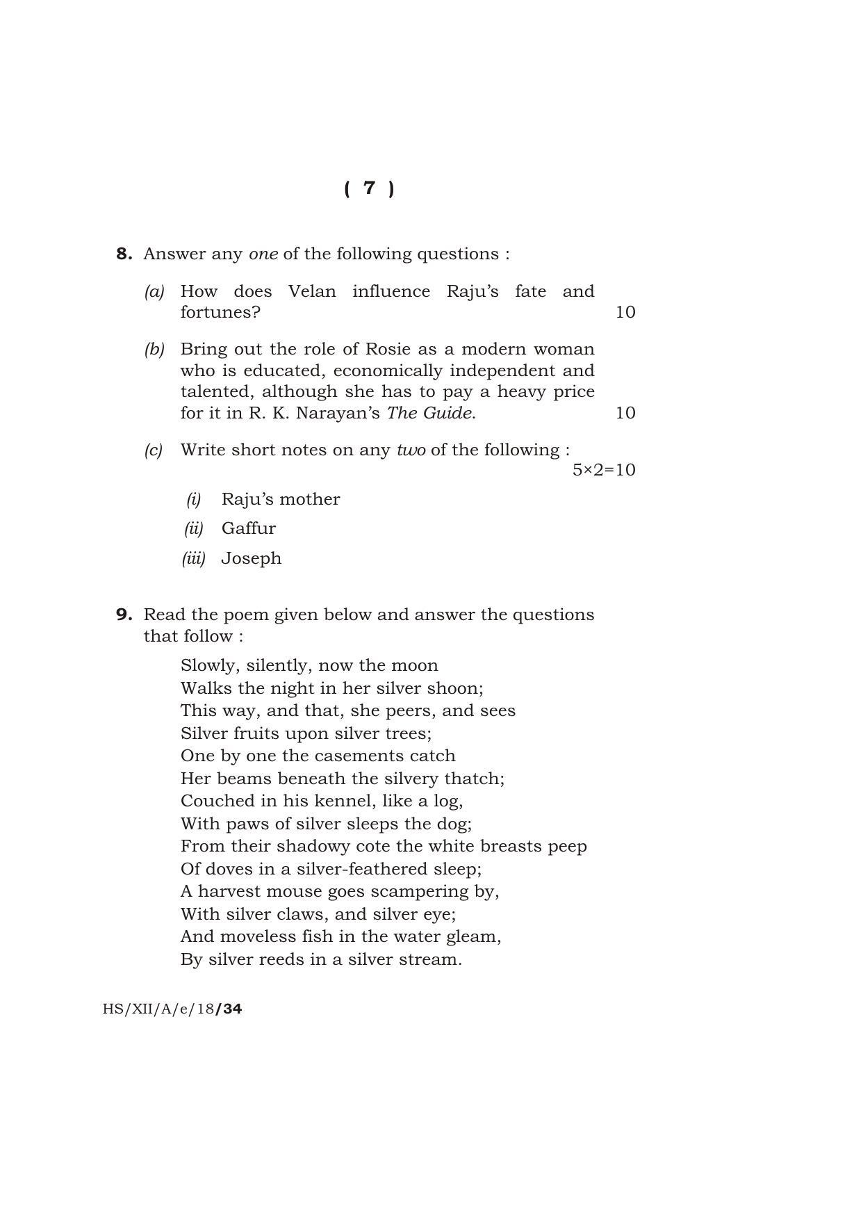 Meghalaya Board (MBOSE) Class 12 ELECTIVE ENGLISH 2018 Question Paper - Page 7