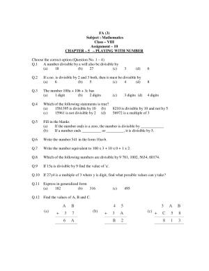 CBSE Worksheets for Class 8 Mathematics Playing with Numbers Assignment 3