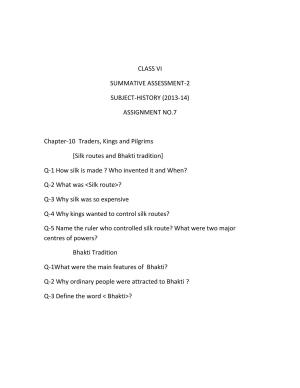 CBSE Worksheets for Class 6 Social Science History Assignment 6
